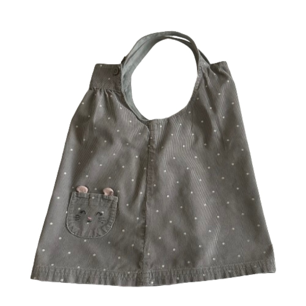 *SOLD*. Carter's Baby Girl 24M Gray & White Polkadots Sleeveless Cotton Dress - Picture 3 of 11